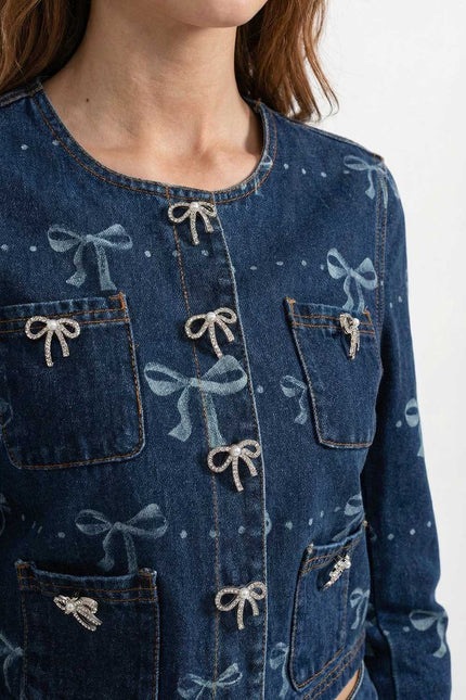 Suzanne - Denim Co-Ord Set with Long-Sleeve Jacket and Wide-Leg Jeans