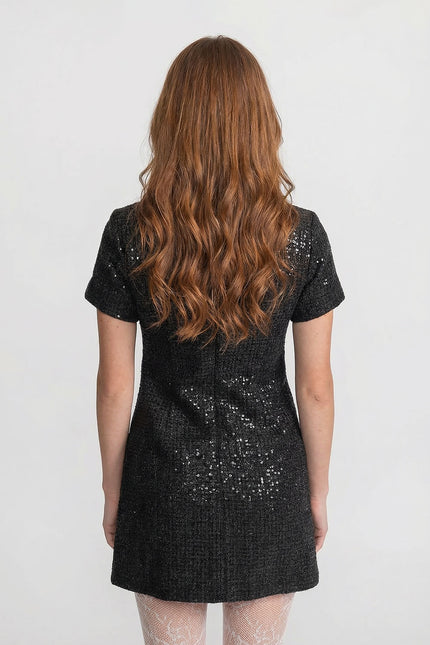 Valeria - Sequin Mini Dress with Crystal Bow Accents