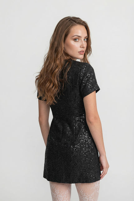 Valeria - Sequin Mini Dress with Crystal Bow Accents
