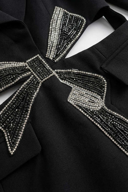 Viola - Crystal Bow Cut-Out Blazer Dress