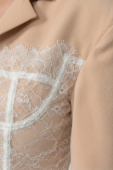 Yvonne - Lace Corset Blazer Dress with Deep V-neckline