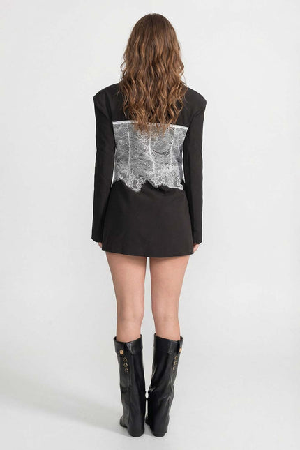 Yvonne - Lace Corset Blazer Dress with Deep V-neckline