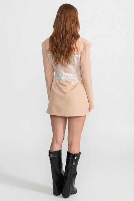 Yvonne - Lace Corset Blazer Dress with Deep V-neckline